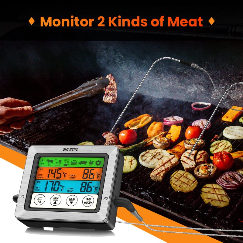 SMARTRO ST54 Dual Probe Digital Meat Thermometer for Cooking Food Kitchen Oven BBQ Grill with Timer Mode and Commercial-Grade Probes - Image 2